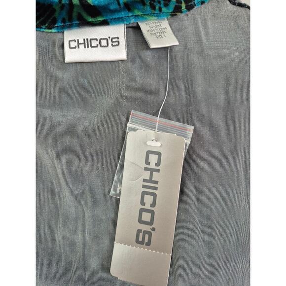 NWT $128.00. Chico's Sz 1 (M) Royal Velvet Long Oolong LS shirt Turquesa. - Picture 4 of 6
